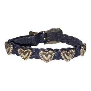 Brighton Roped Heart‎ Bandit Bracelet Blue braided leather- silver Plated